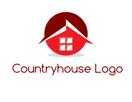 Abstract roof and window in circle logo