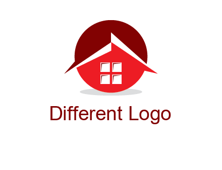 Abstract roof and window in circle logo