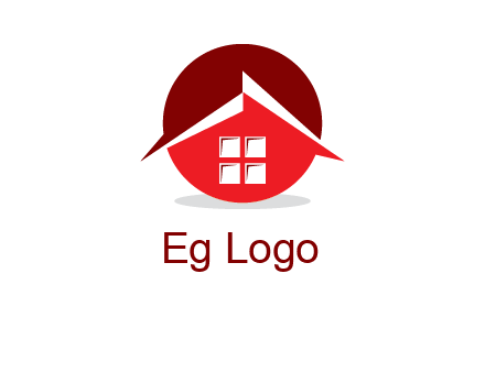 Abstract roof and window in circle logo