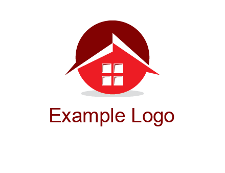 Abstract roof and window in circle logo