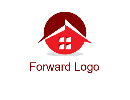 Abstract roof and window in circle logo