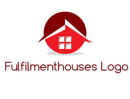 Abstract roof and window in circle logo