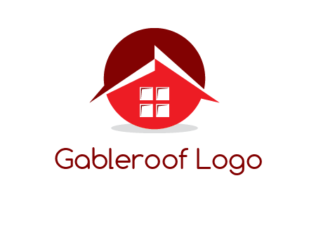 Abstract roof and window in circle logo