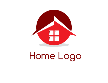 Abstract roof and window in circle logo