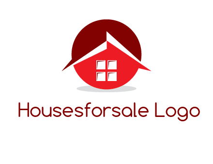 Abstract roof and window in circle logo