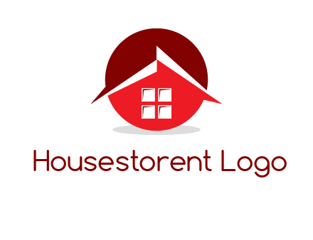 Abstract roof and window in circle logo