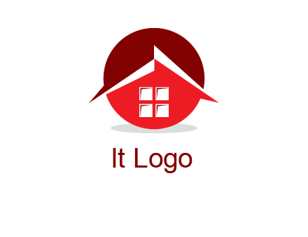 Abstract roof and window in circle logo