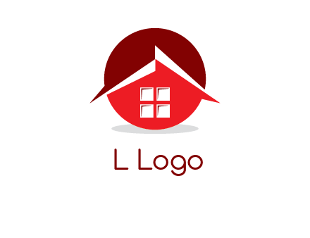 Abstract roof and window in circle logo