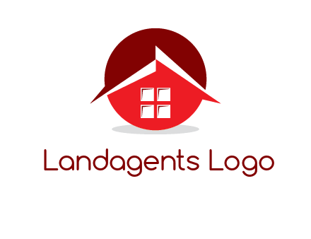 Abstract roof and window in circle logo