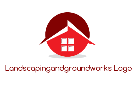 Abstract roof and window in circle logo