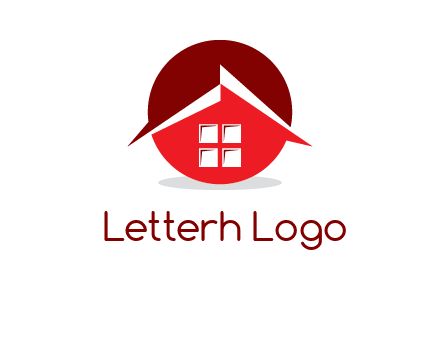 Abstract roof and window in circle logo