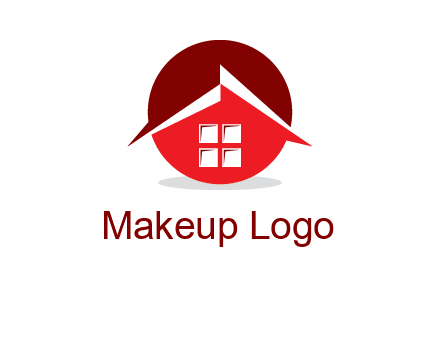 Abstract roof and window in circle logo