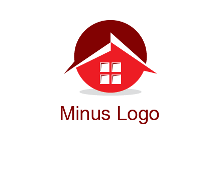 Abstract roof and window in circle logo