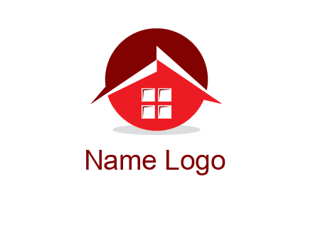 Abstract roof and window in circle logo