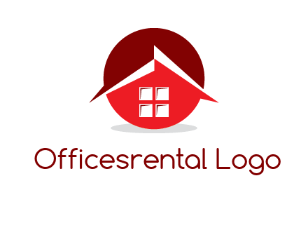 Abstract roof and window in circle logo
