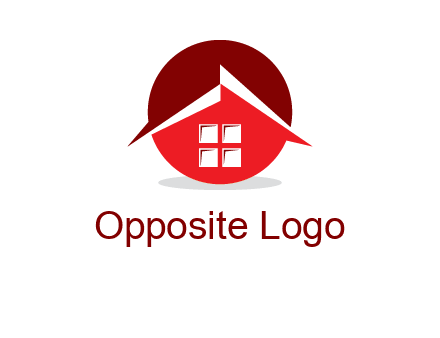 Abstract roof and window in circle logo
