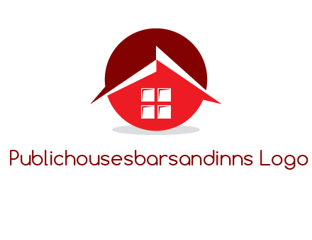 Abstract roof and window in circle logo