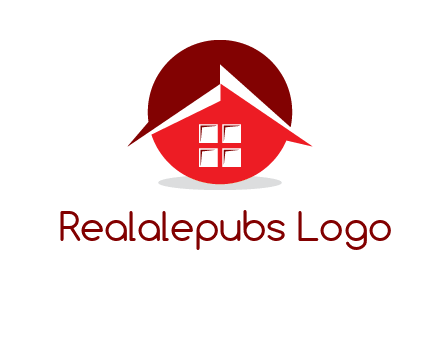 Abstract roof and window in circle logo