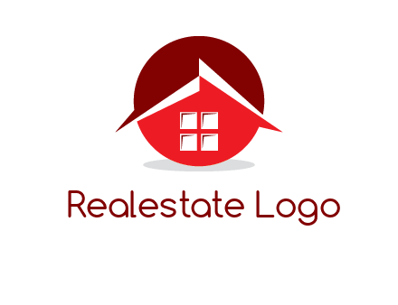 Abstract roof and window in circle logo