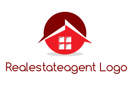 Abstract roof and window in circle logo