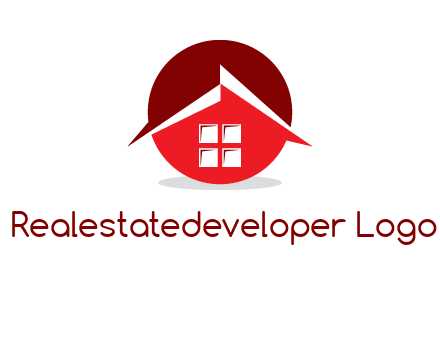 Abstract roof and window in circle logo