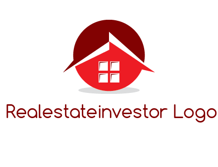 Abstract roof and window in circle logo
