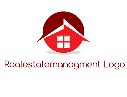 Abstract roof and window in circle logo