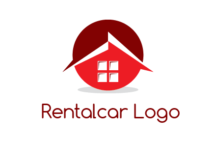 Abstract roof and window in circle logo