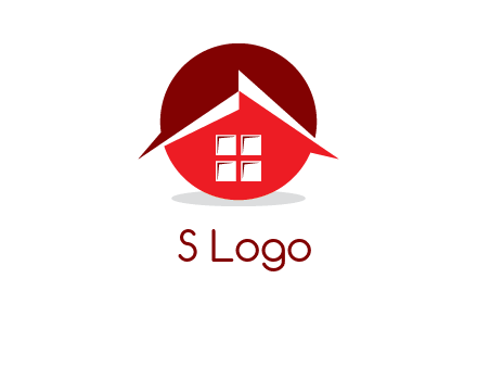 Abstract roof and window in circle logo