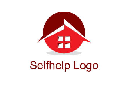 Abstract roof and window in circle logo