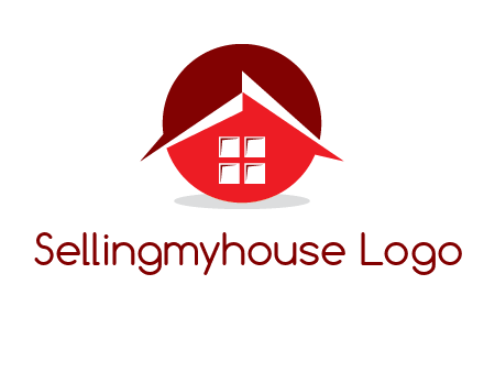 Abstract roof and window in circle logo