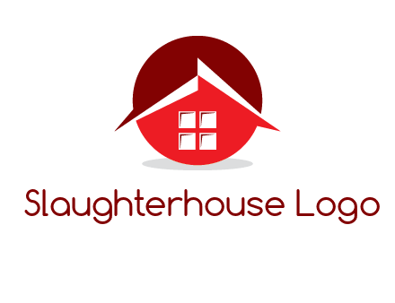Abstract roof and window in circle logo