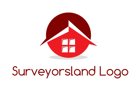 Abstract roof and window in circle logo