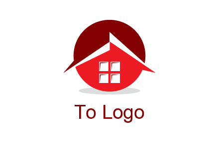 Abstract roof and window in circle logo