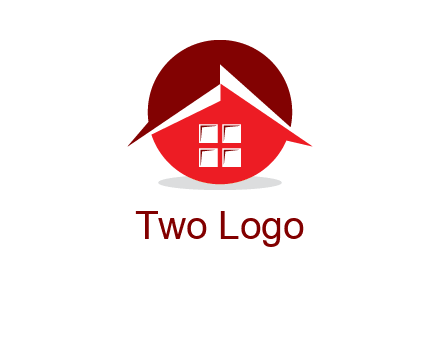 Abstract roof and window in circle logo