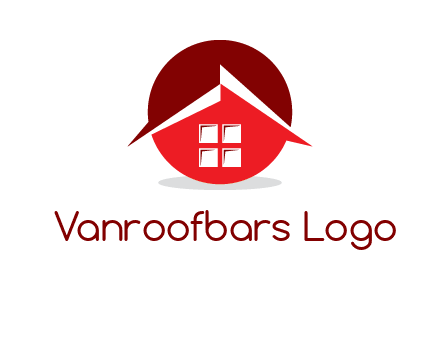 Abstract roof and window in circle logo