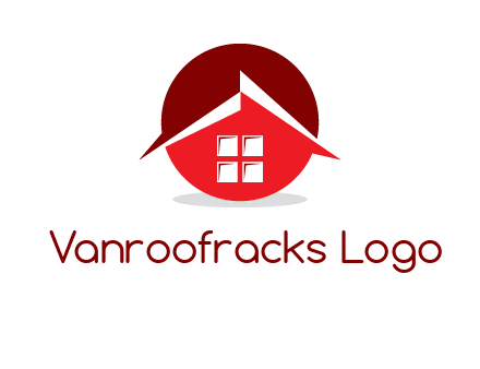 Abstract roof and window in circle logo