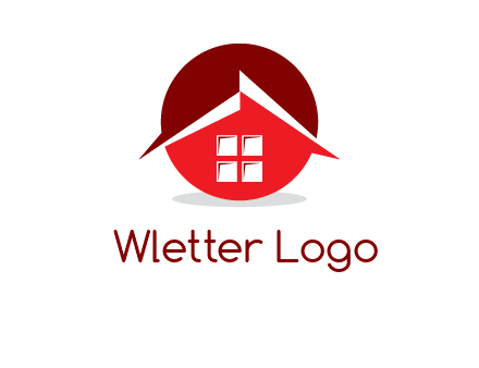Abstract roof and window in circle logo