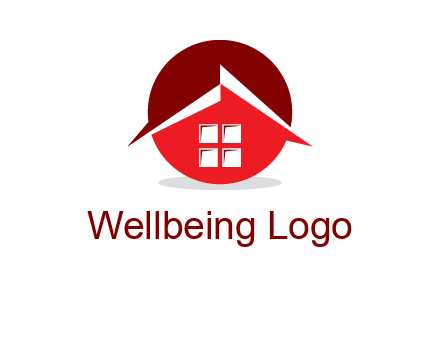 Abstract roof and window in circle logo