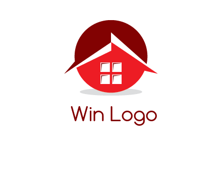 Abstract roof and window in circle logo