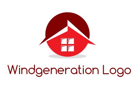 Abstract roof and window in circle logo