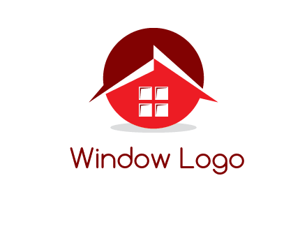 Abstract roof and window in circle logo