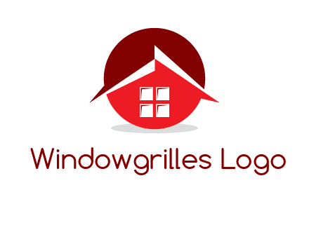 Abstract roof and window in circle logo