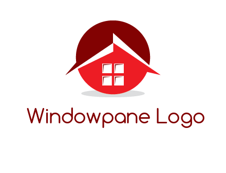 Abstract roof and window in circle logo