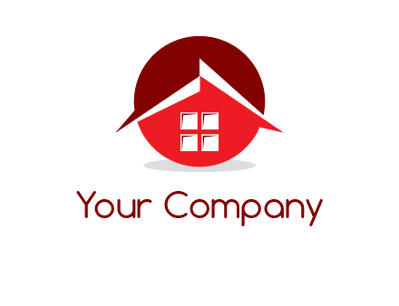 Abstract roof and window in circle logo