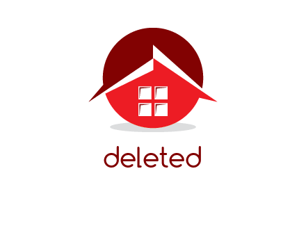 Abstract roof and window in circle logo