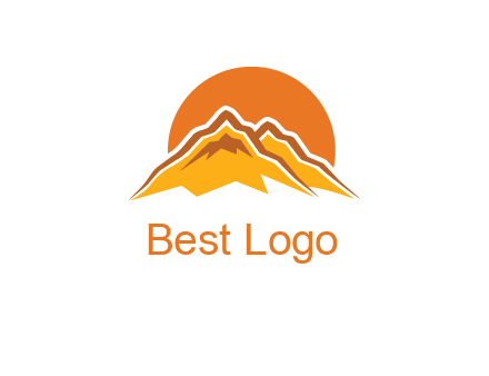 rocky mountains with sunrise icon
