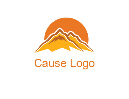 rocky mountains with sunrise icon
