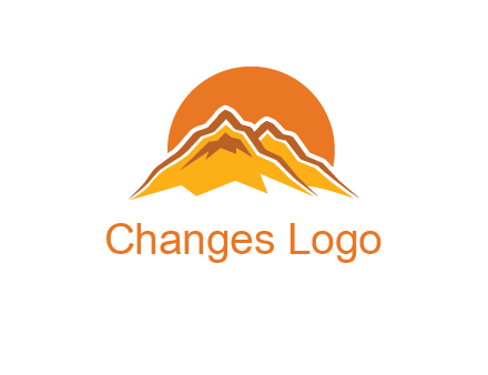 rocky mountains with sunrise icon