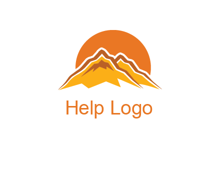 rocky mountains with sunrise icon